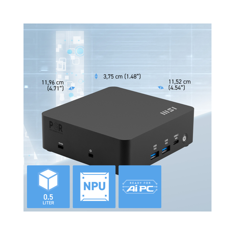 MSI Cubi NUC AI 1UMG SFF Intel Core Ultra 7 155H Barebone PC