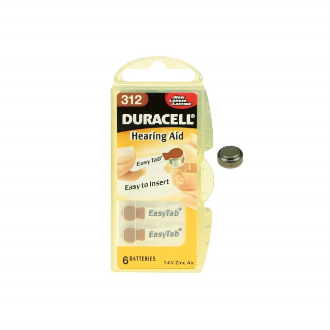 Duracell DA312 1.4v Hearing Aid Battery 1 x 6 Pack