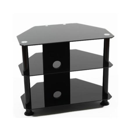 GRADE A1 - MMT Tempered Glass TV stand up to 26" screens Max screen weight 30kg Three shelves with Cable management