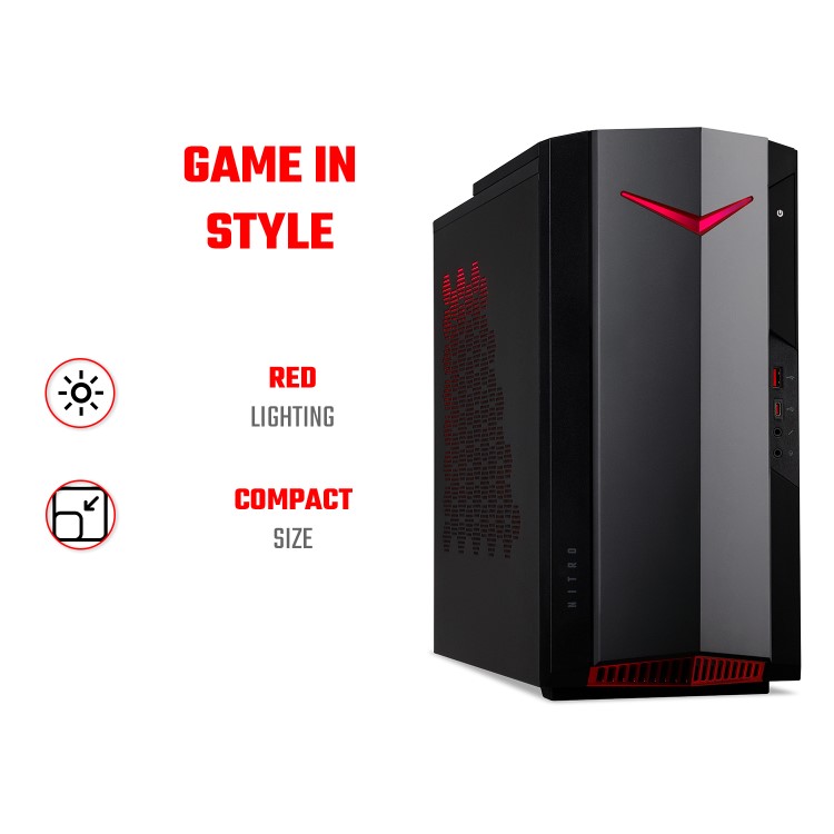 Acer Nitro N50-610 Core i5-10400F 8GB 1TB HDD + 512GB SSD GeForce GTX 1660 Super Windows 10 Gaming Desktop 