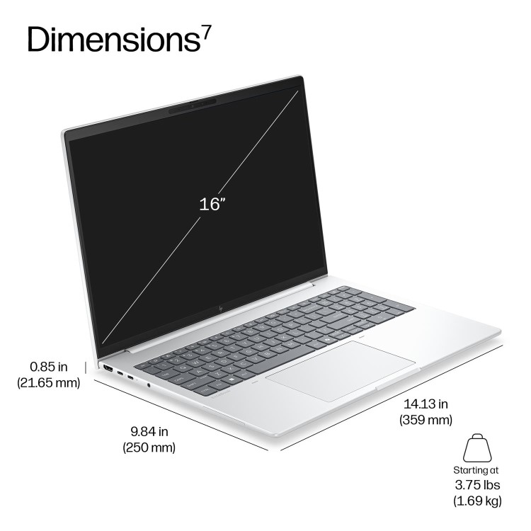 EliteBook 8 G2i 16 inch Notebook Next Gen AI PC Wolf Pro Security Edition, 16", Windows 11 Pro, Intel Core™ Ultra 5, 32GB RAM, 512GB SSD, WUXGA, Glacier silver, Copilot+ PC