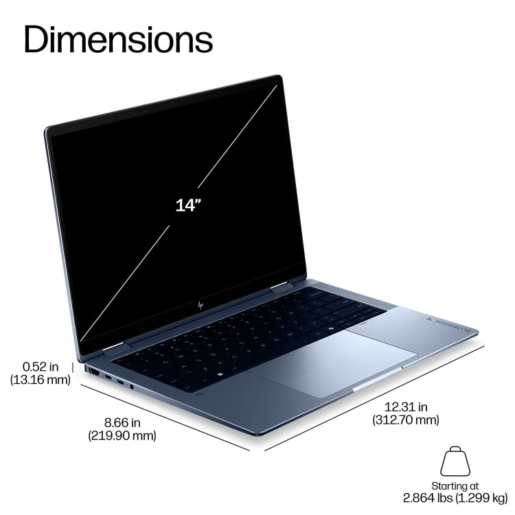 HP EliteBook X Flip G2i Copilot+ PC Intel Core Ultra 7 32GB RAM 512GB SSD 14 Inch Windows 11 Pro Convertible Touchscreen Laptop