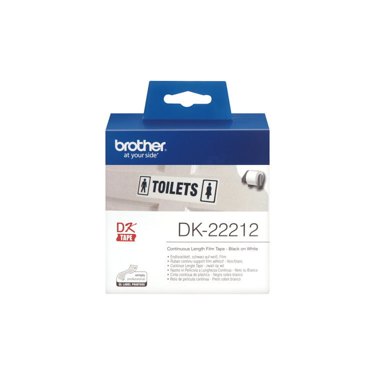 Brother DK22212 Black on White Continuous 62mm Film Label Tape