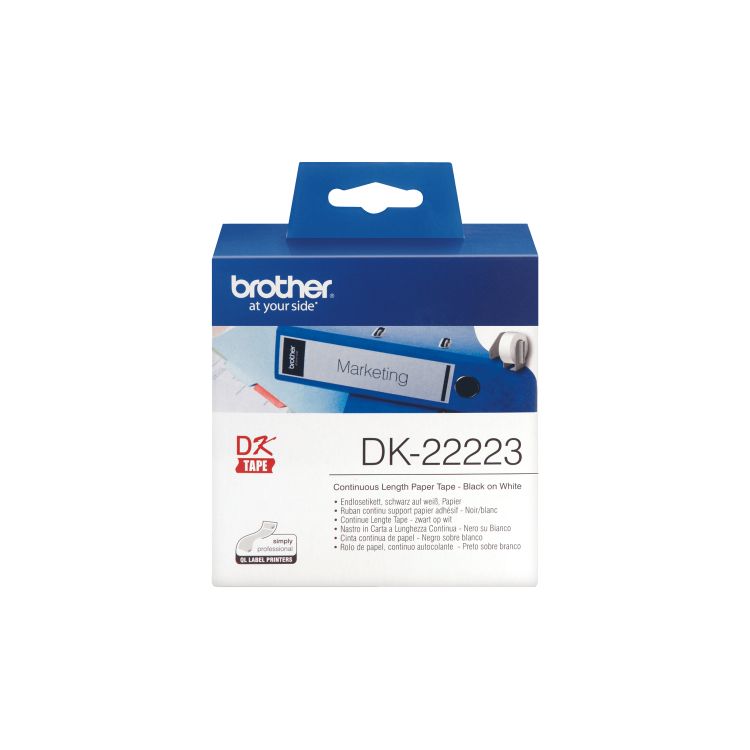 Brother DK22223 Black on White Continuous 50mm Film Label Tape