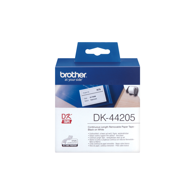 Brother DDK44205 Black on White Continuous 62mm Label Roll