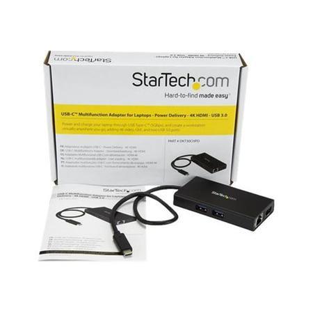 Startech USB C HDMI Multiport adapter - 2x USB 3.0 Ports - GbE - 60W PD - external video adapter - black 