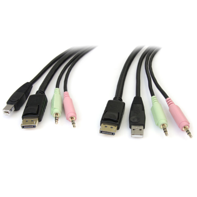 6ft 4-in-1 USB DisplayPort KVM Cable w/ Audio & Microphone