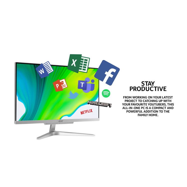 Acer Aspire AMD A9-9425 8GB 1TB HDD + 256GB SSD 23.8 Inch Windows 10 All-in-One PC