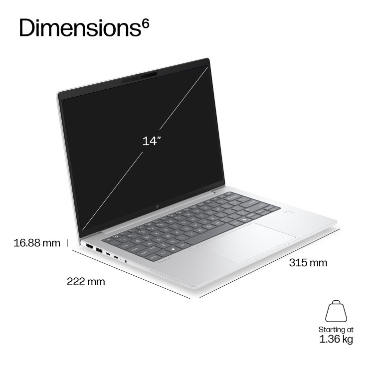 HP EliteBook 6 G2q Next Gen AI Copilot+ PC Snapdragon 16GB RAM 512GB SSD 14 Inch Windows 11 Pro Laptop