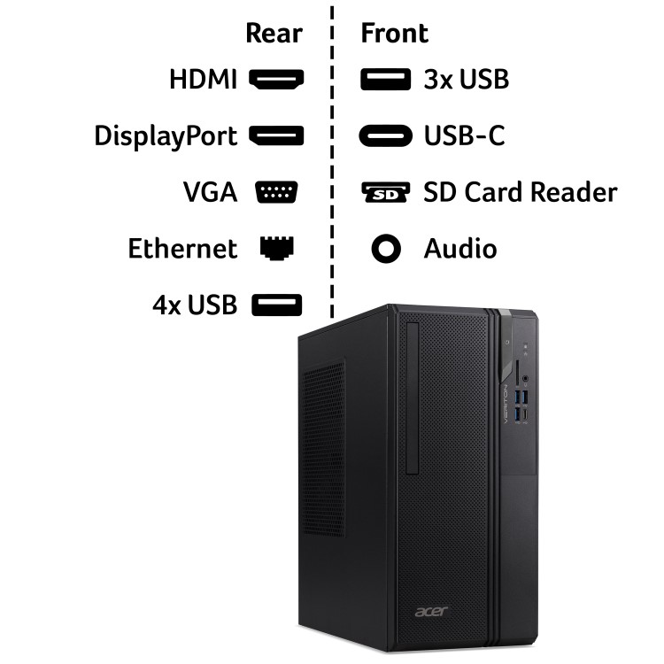 Acer Veriton 2000 VS2722G Mid Tower Intel Core i5 14400 16GB RAM 512GB SSD Windows 11 Pro Desktop PC