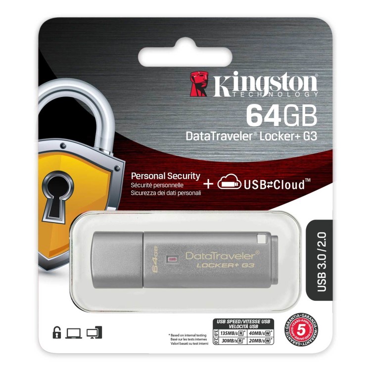 Kingston DataTraveler 64GB USB 3.0 DataTraveler Locker/ Automatic Data Security Flash Drive