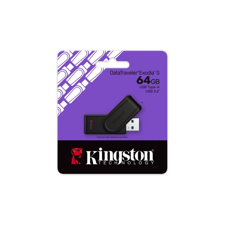 Kingston DataTraveler Exodia S 64GB Portable USB 3.2 Flash Drive