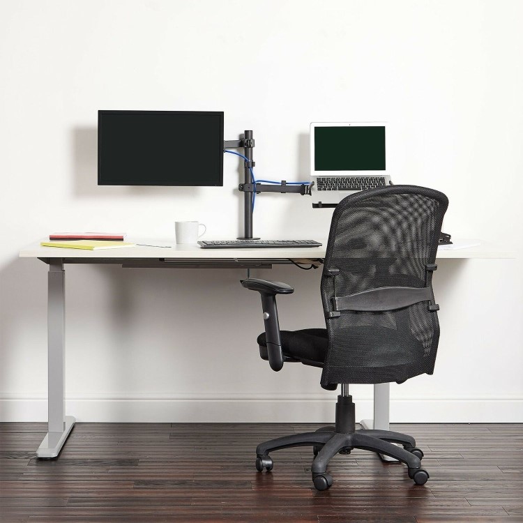 Dual Monitor Arm for Monitors up to 32 inch & Laptop/Tablet Shelf