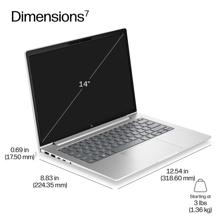 HP ProBook 4 G2i 14 AI PC Intel Core 7 16GB RAM 512GB SSD 14 Inch Windows 11 Pro Laptop