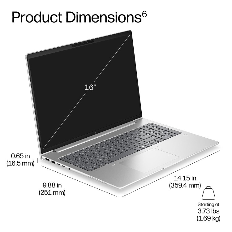 HP EliteBook 6 G2i Intel Core 5 16GB RAM 512GB SSD 16 Inch Windows 11 Pro Laptop