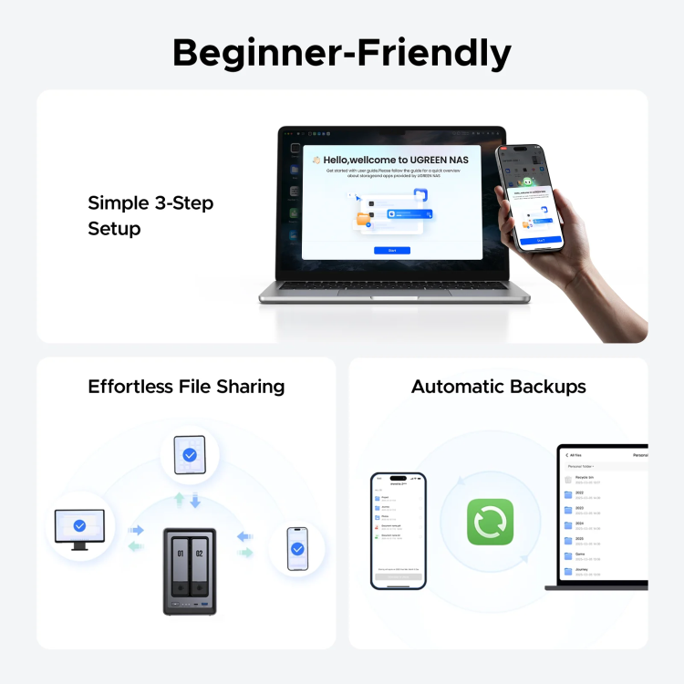 UGREEN NASync DXP2800 8GB RAM 2 Bay SATA Desktop NAS Expansion Enclosure