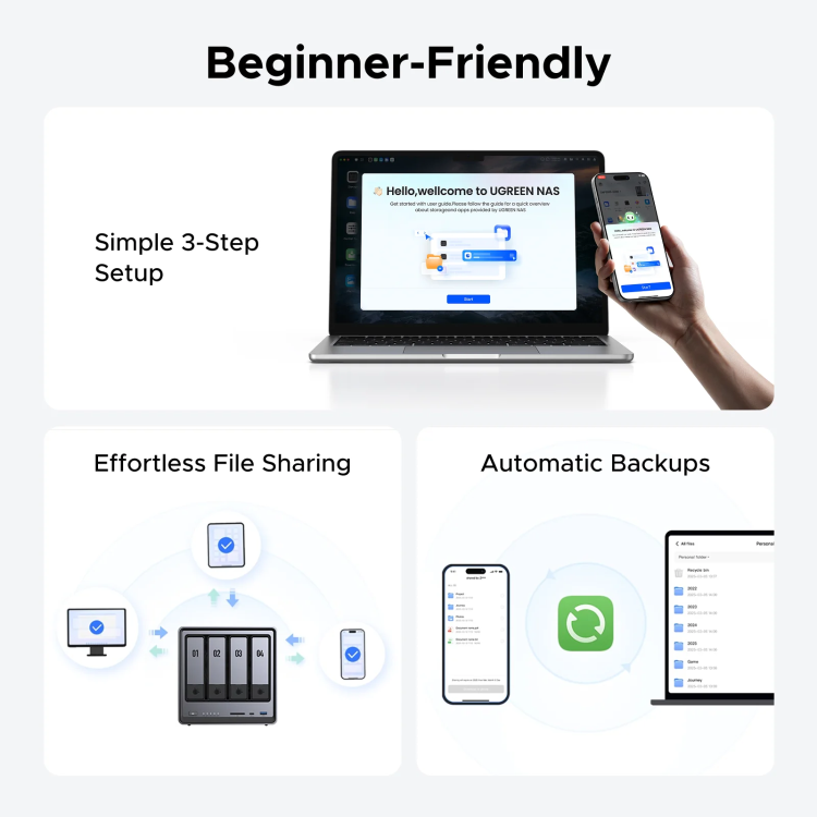 UGREEN NASync DXP4800 8GB RAM 4 Bay SATA Desktop NAS Expansion Enclosure