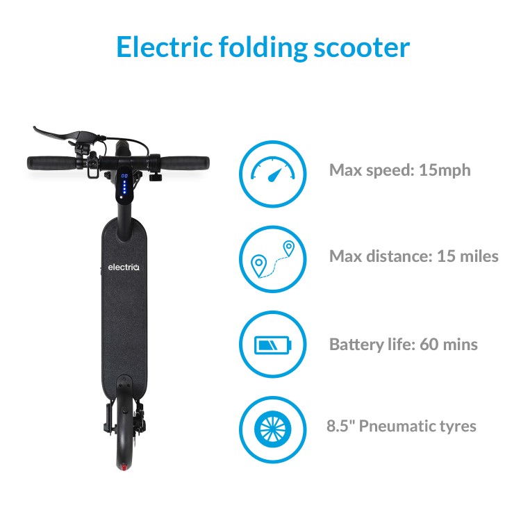 GRADE A2 - electriQ Active Electric Scooter - Black - 25km Range - 20km/h 