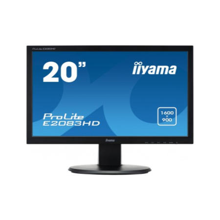 Iiyama 20" Black Monitor LED-Backlit 1600x900 16_9 No Speakers VGA DVI-D VESA 100x100.