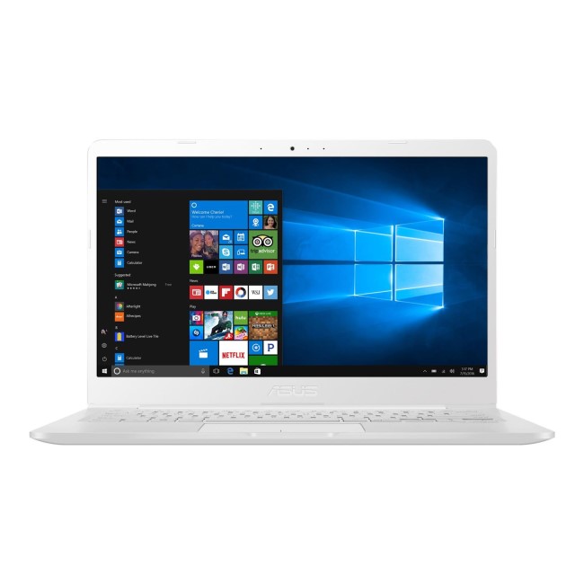 Asus Vivobook Intel Celeron N3060 4GB 32GB 14 Inch Windows 10 S Laptop in White Inc Office 365