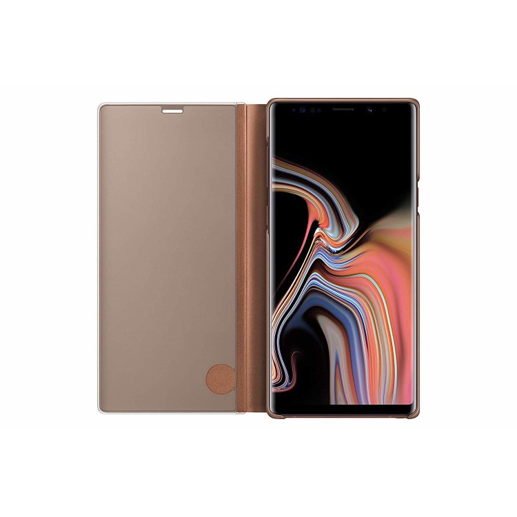 Note 9 Clear View Standing Cover - Brown