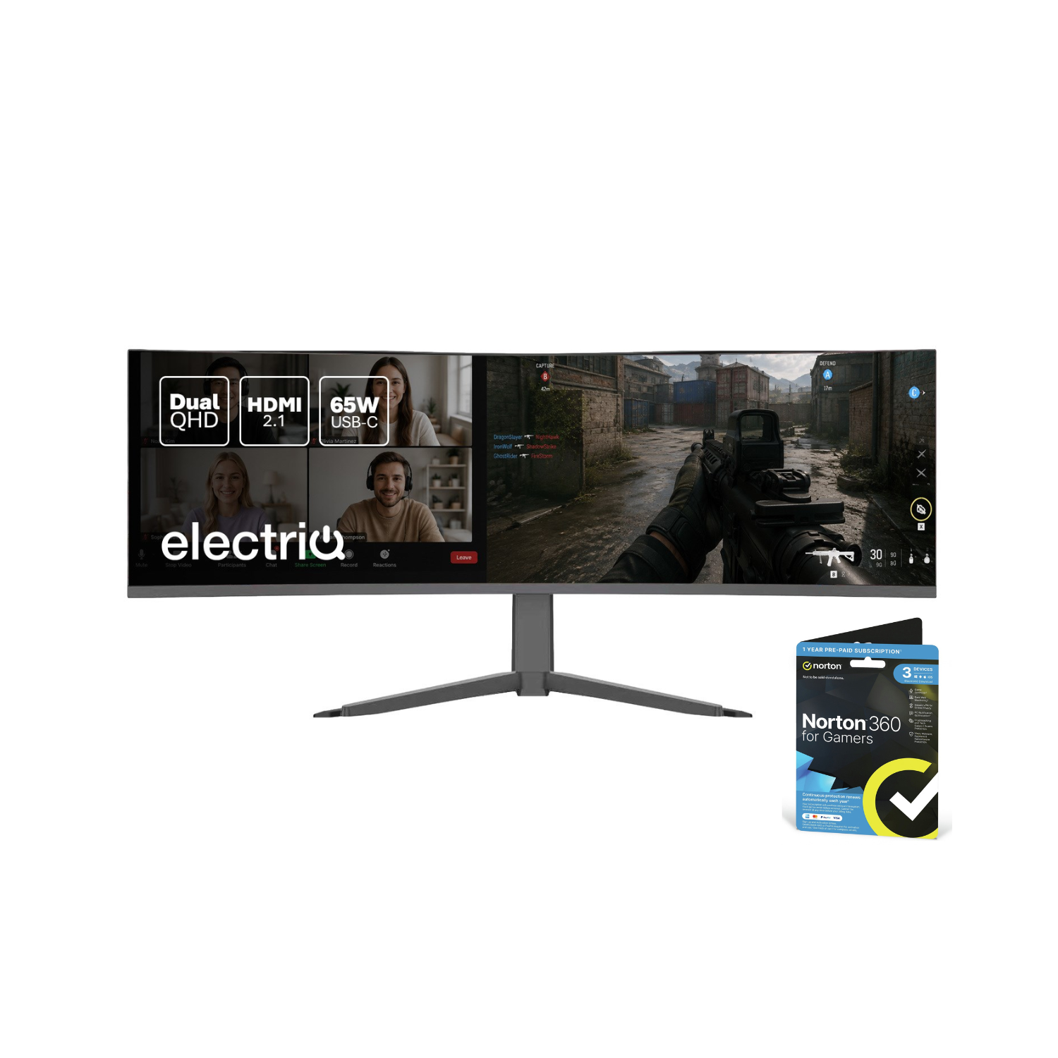 electriQ 49 VA Dual QHD 165Hz UltraWide Curved USB-C Monitor