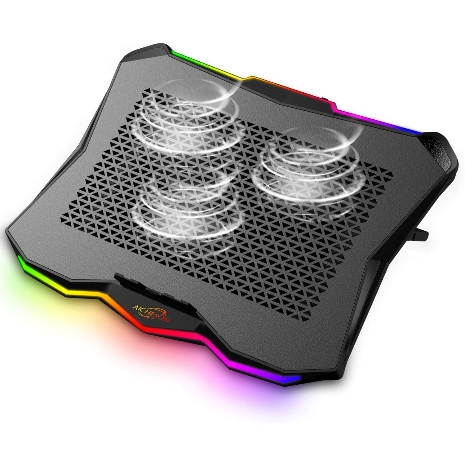 LED Laptop cooling fan stand with adjustable riser - 9