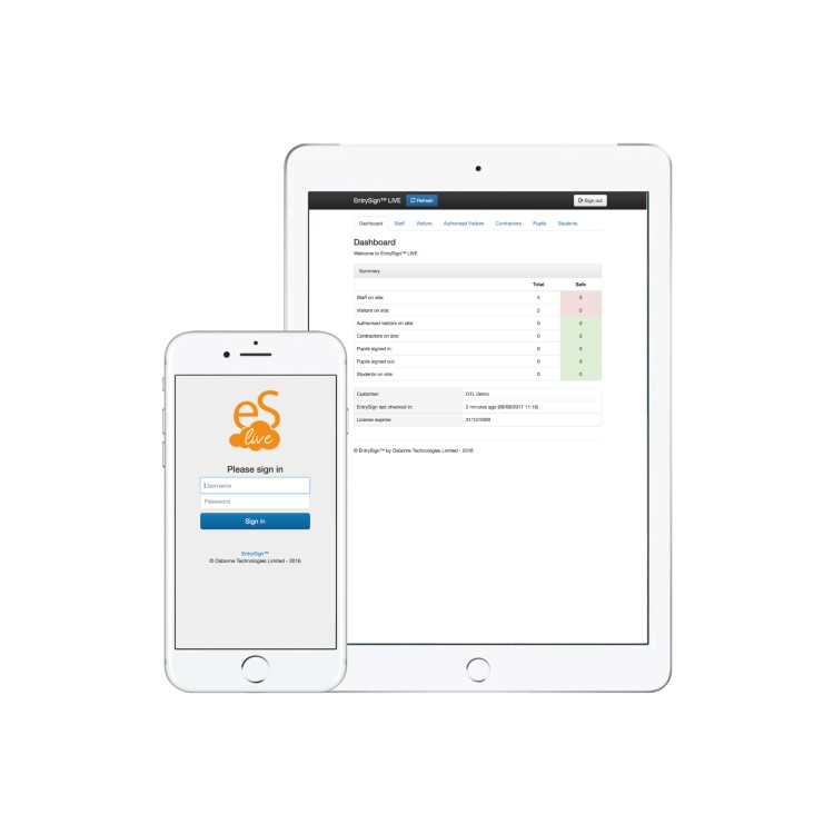 EntrySign System Desk/Wall Mounted Corporate System - No RFID Bolt-On