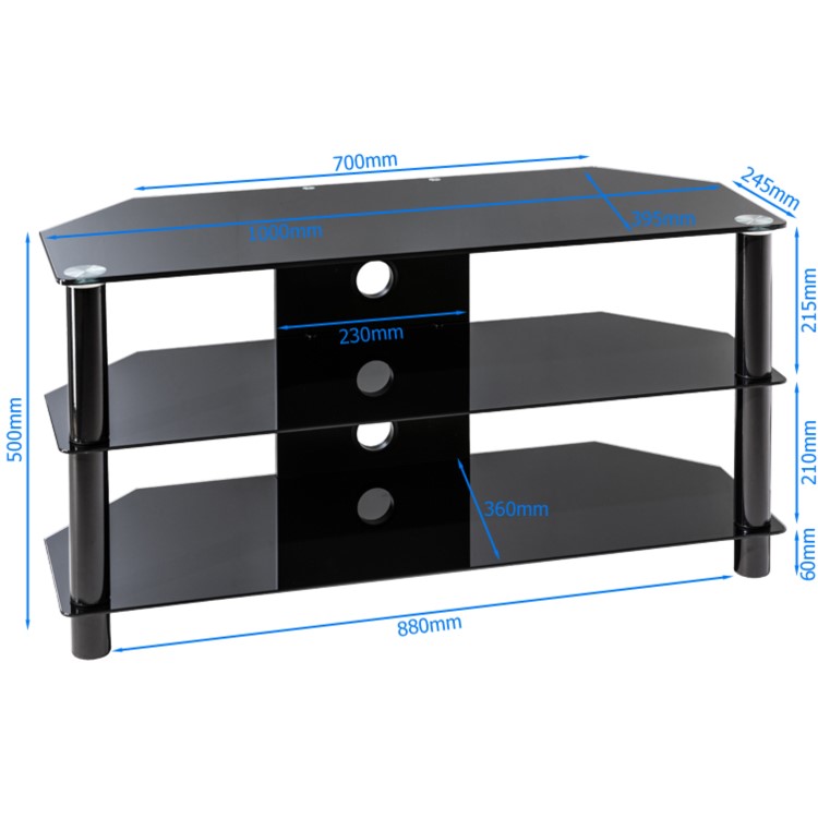 Alphason ESS1000/3-BLK Essentials TV Stand for up to 45" TVs - Black 