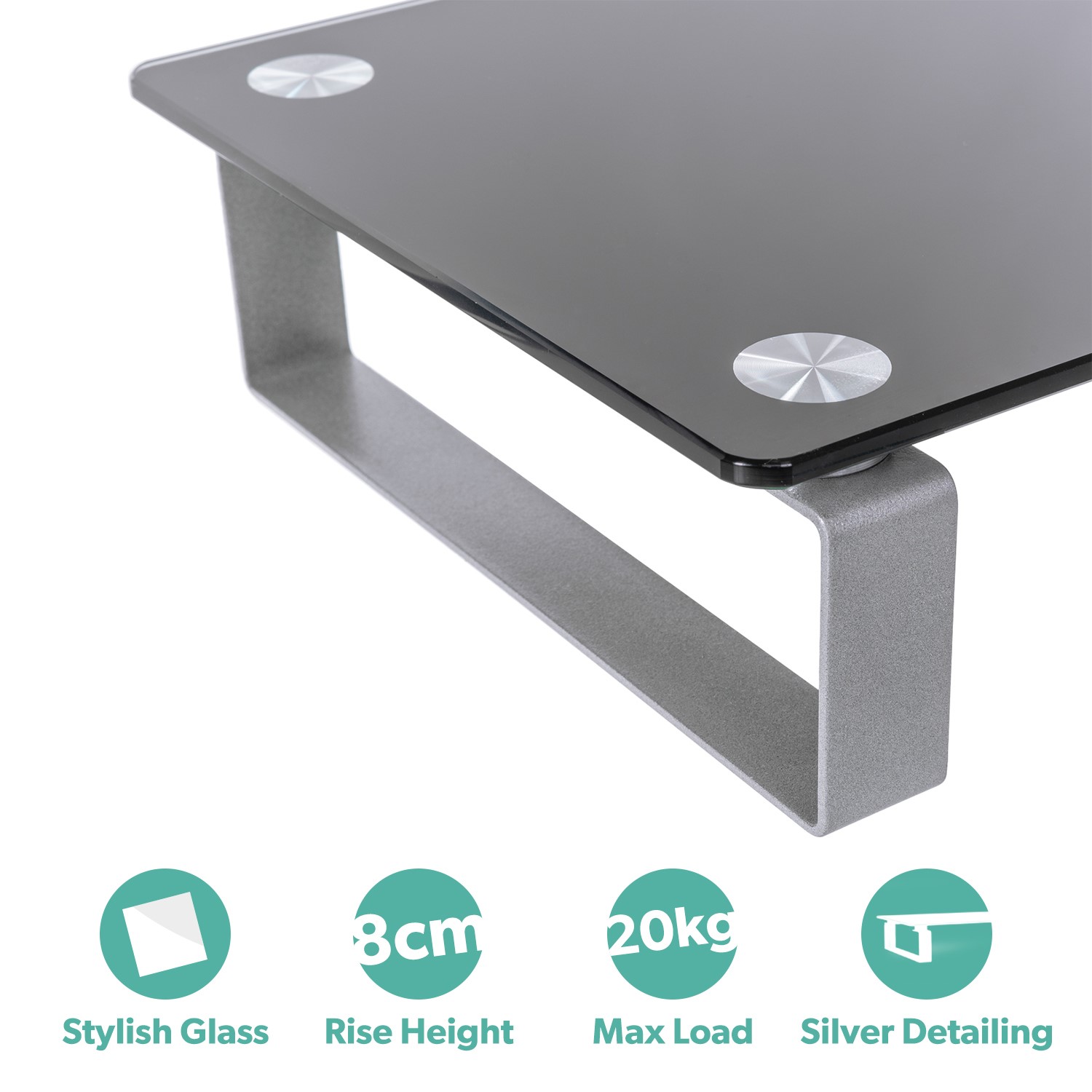 electriQ Premium Glass Monitor And Notebook Stand Black Laptops Direct