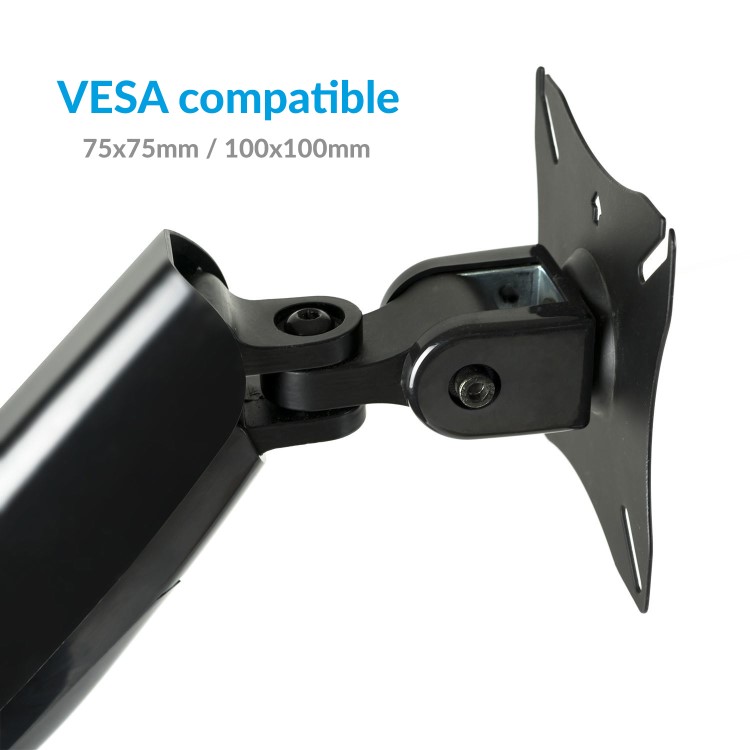 electriQ Single Monitor Arm with USB Ports for monitors up to 27 Inch
