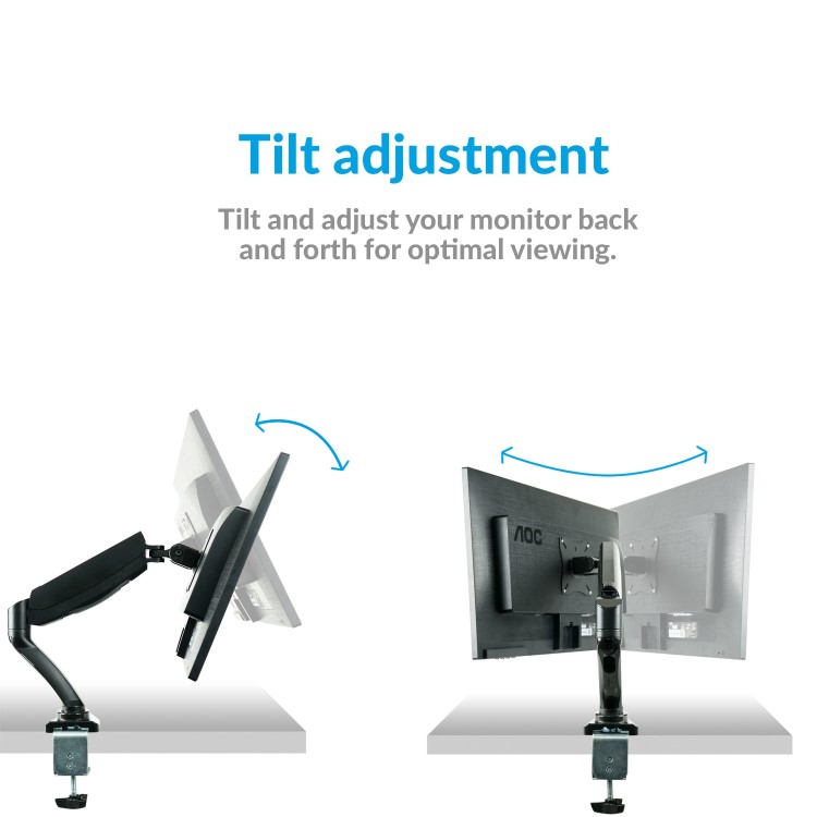 electriQ Single Monitor Arm with USB Ports for monitors up to 27 Inch