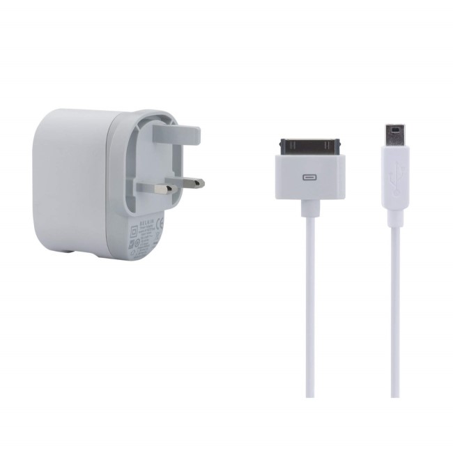 Belkin AC wall charger with Lightning Connector - MFI Certified Cable 2.1amp for Apple iPhone in White