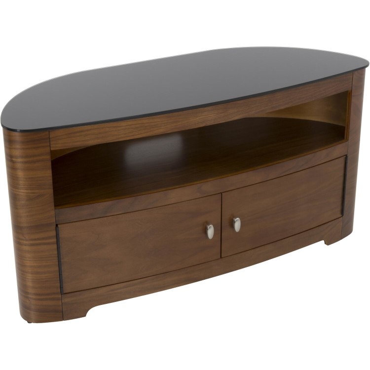 Blenheim Affinity Curved TV Stand 1100 Walnut / Black Glass