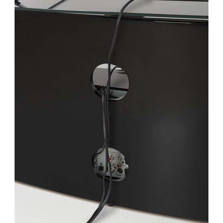 Buckingham Oval Affinity TV Stand 1100 Satin Black / Black Glass