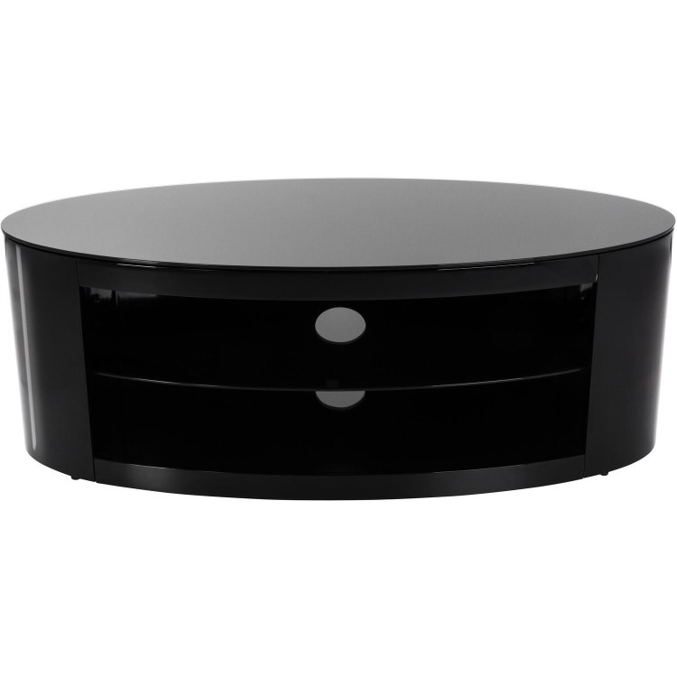 Buckingham Oval Affinity TV Stand 1100 Satin Black / Black Glass