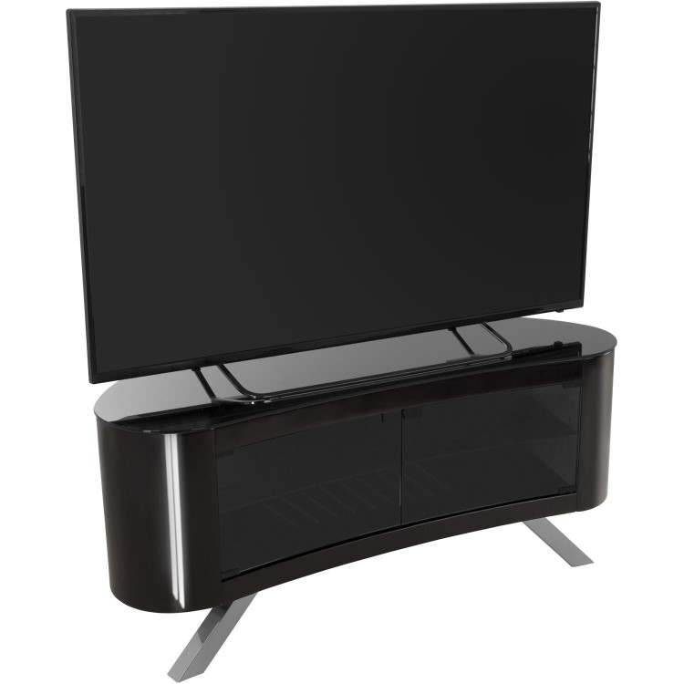 Bay Affinity Curved TV Stand 1150 Black / Black Glass