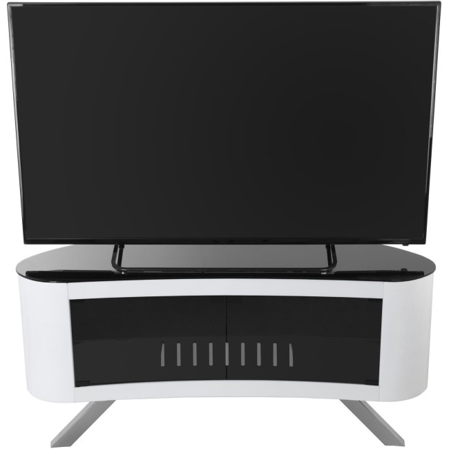 Bay Affinity Curved TV Stand 1150 Gloss White / Black Glass Laptops