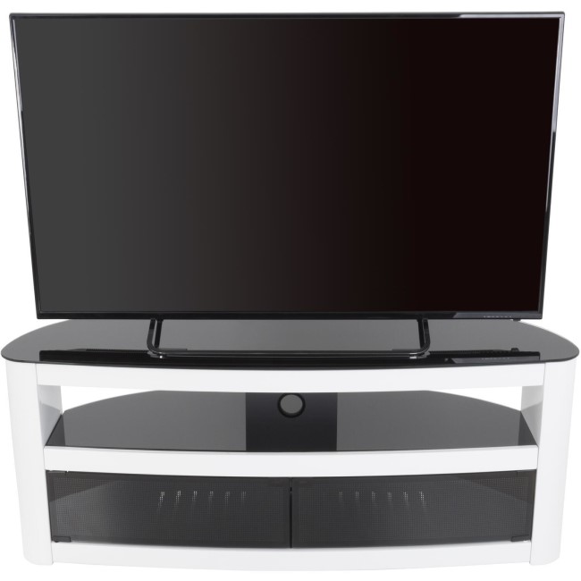 Burghley Affinity Curved TV Stand 1250 Gloss White / Black Glass
