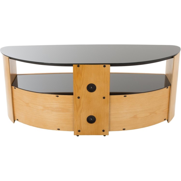 Burghley Affinity Curved TV Stand 1250 Oak / Black Glass