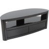 Burghley Affinity Curved TV Stand 1250 Piano Black / Black Glass