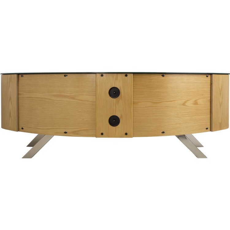 Bay Affinity Curved TV Stand 1500 Oak / Black Glass