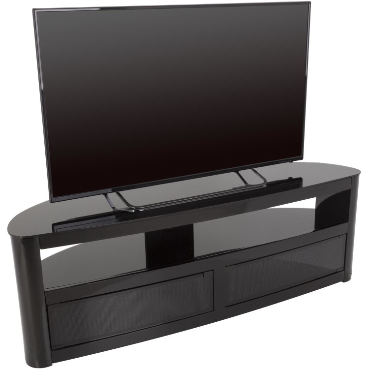 Burghley Affinity Curved TV Stand 1500 Black / Black Glass