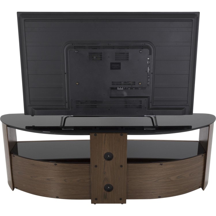 Burghley Affinity Curved TV Stand 1500 Walnut / Black Glass