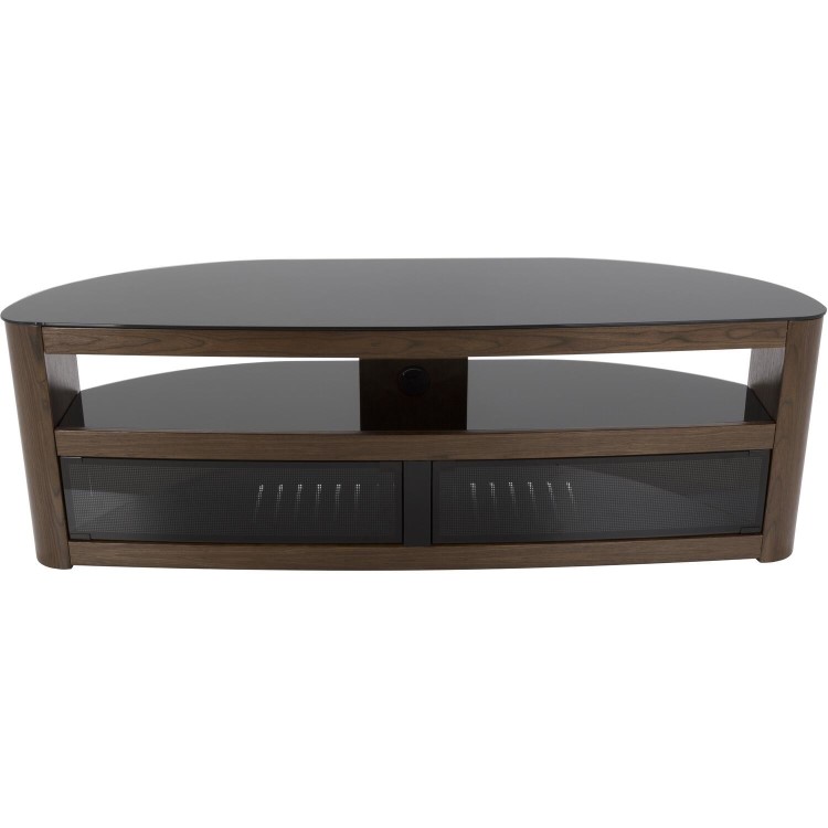 Burghley Affinity Curved TV Stand 1500 Walnut / Black Glass