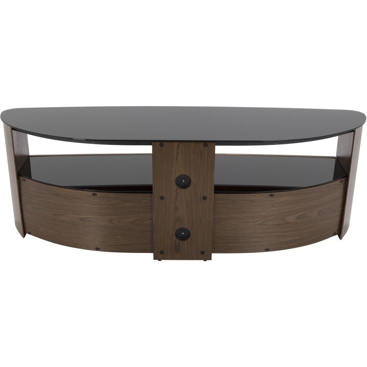 Burghley Affinity Curved TV Stand 1500 Walnut / Black Glass