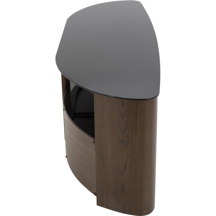 Burghley Affinity Curved TV Stand 1500 Walnut / Black Glass