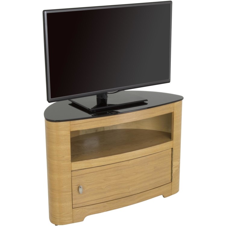 Blenheim Affinity Curved TV Stand 800 Oak / Black glass