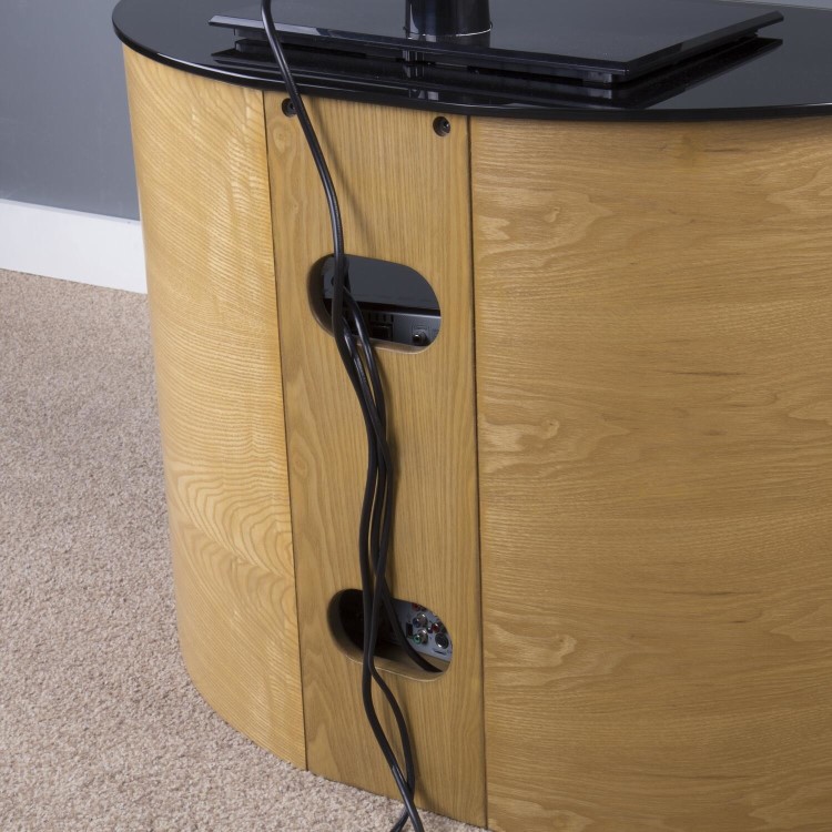 Blenheim Affinity Curved TV Stand 800 Oak / Black glass