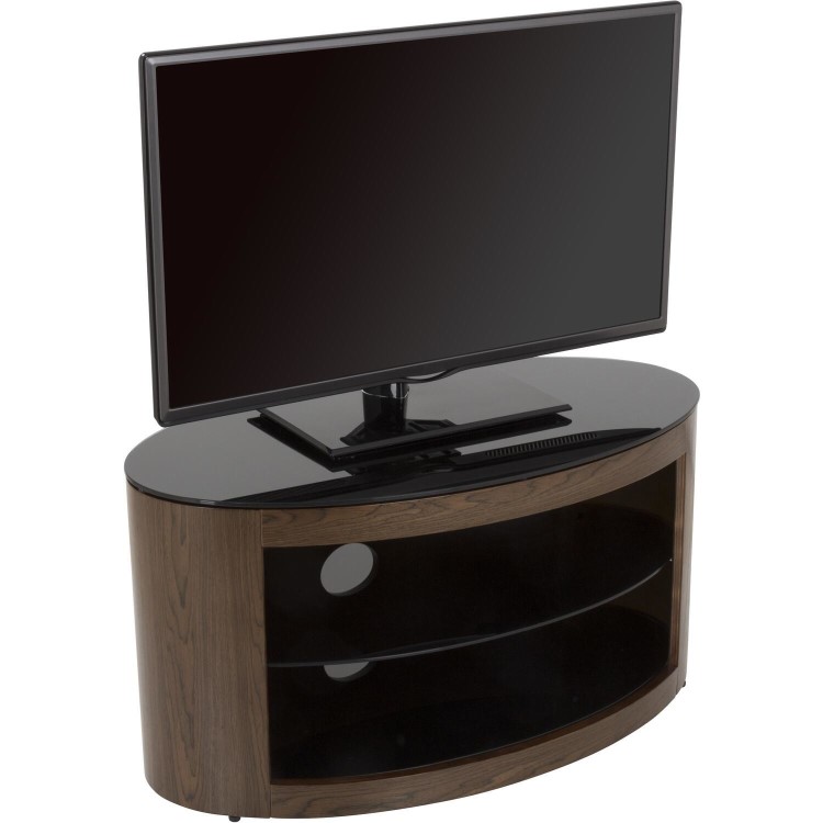 Buckingham Affinity Oval TV Stand 800 Walnut / Black Glass
